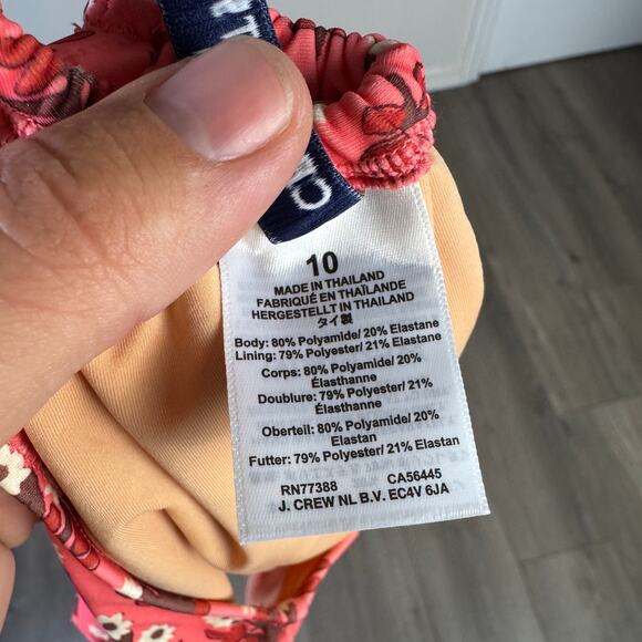 Crewcuts by J.Crew Bow Tie Swimwear Top Girls 10 Pink Red Floral Halter Pullover - Picture 6 of 8